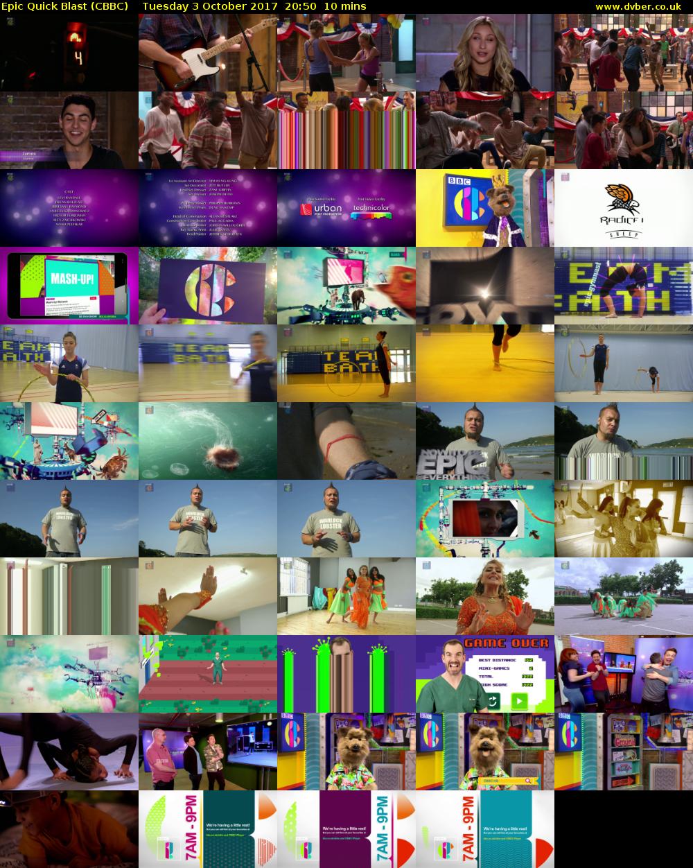 Epic Quick Blast (CBBC) Tuesday 3 October 2017 20:50 - 21:00