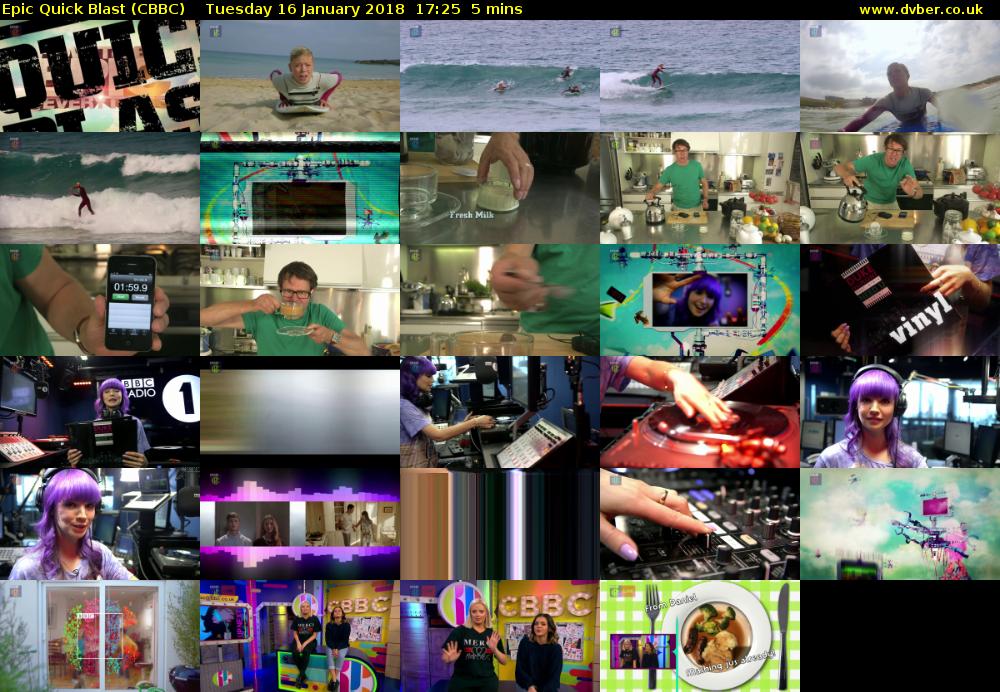 Epic Quick Blast (CBBC) Tuesday 16 January 2018 17:25 - 17:30