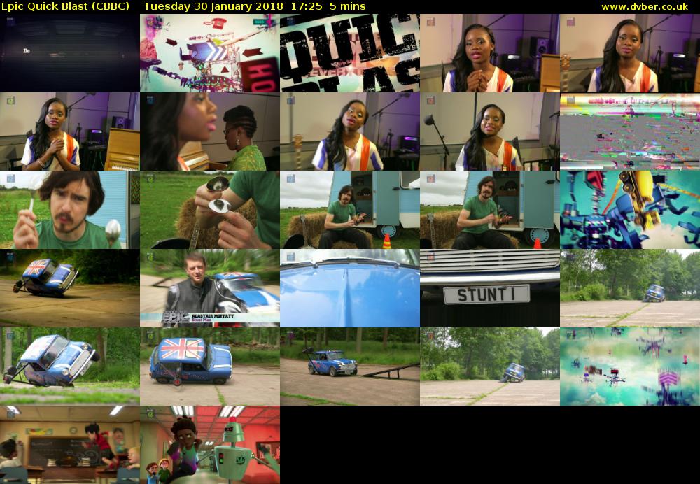 Epic Quick Blast (CBBC) Tuesday 30 January 2018 17:25 - 17:30