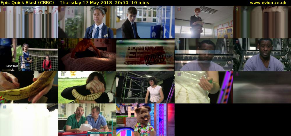 Epic Quick Blast (CBBC) Thursday 17 May 2018 20:50 - 21:00