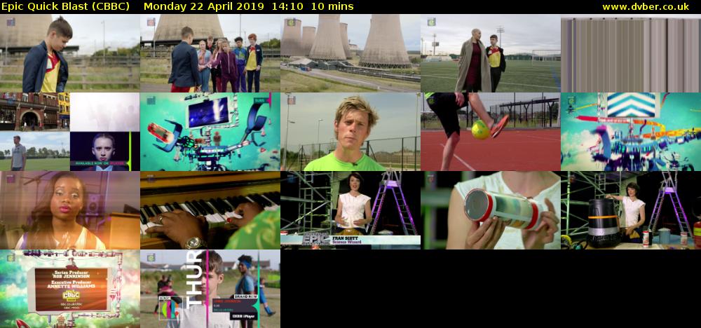 Epic Quick Blast (CBBC) Monday 22 April 2019 14:10 - 14:20