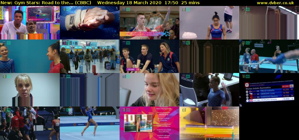 Gym Stars: Road to the... (CBBC) Wednesday 18 March 2020 17:50 - 18:15