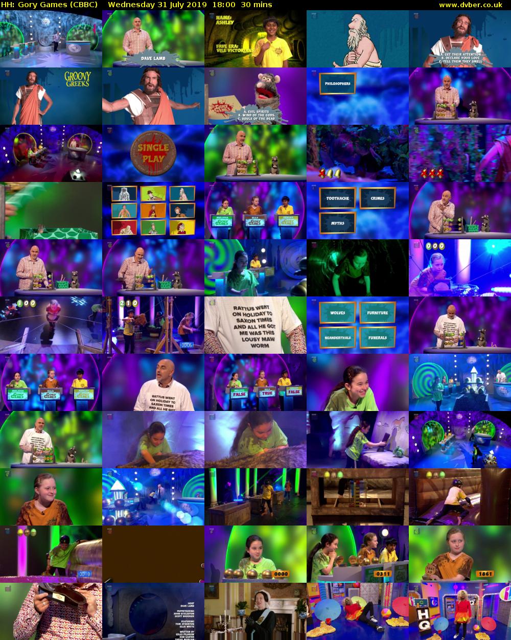 HH: Gory Games (CBBC) Wednesday 31 July 2019 18:00 - 18:30