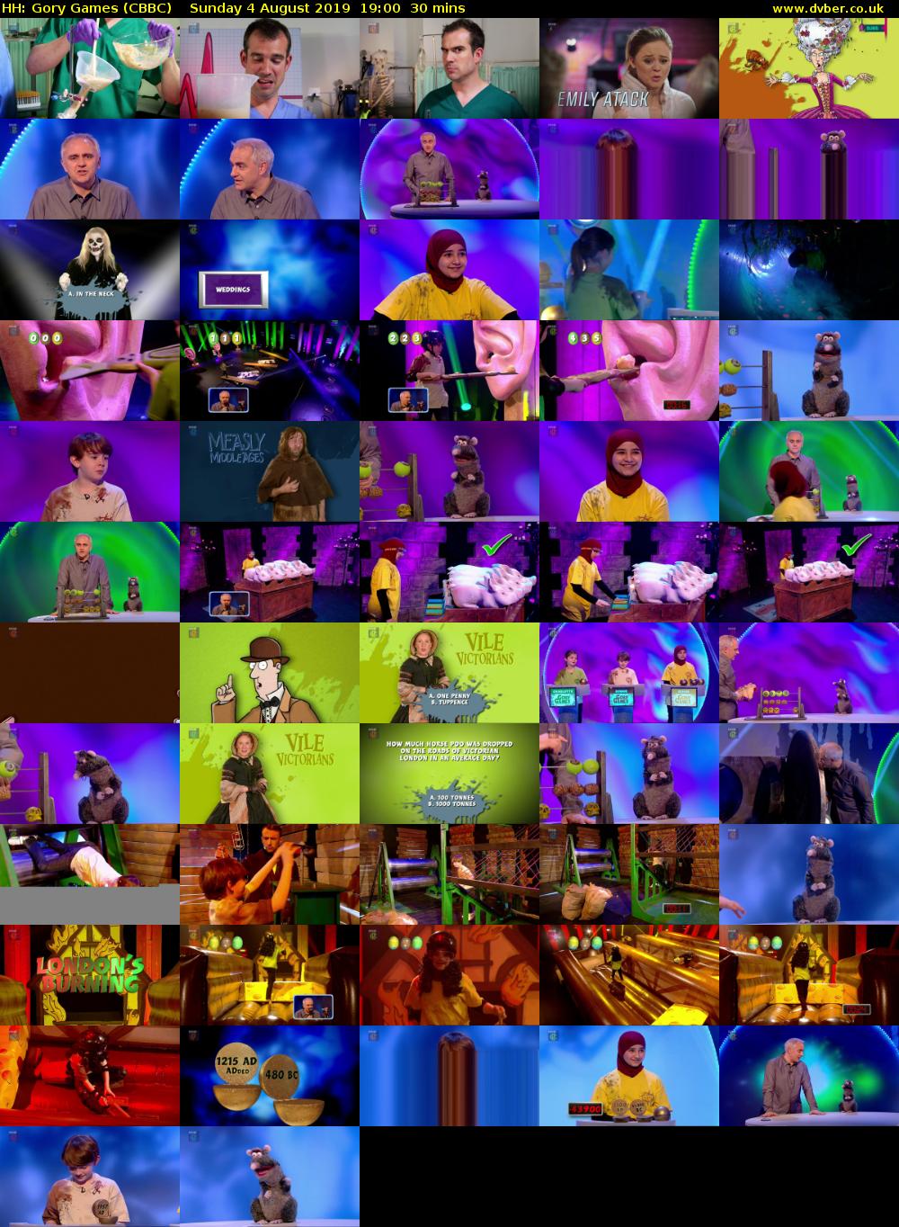 HH: Gory Games (CBBC) Sunday 4 August 2019 19:00 - 19:30