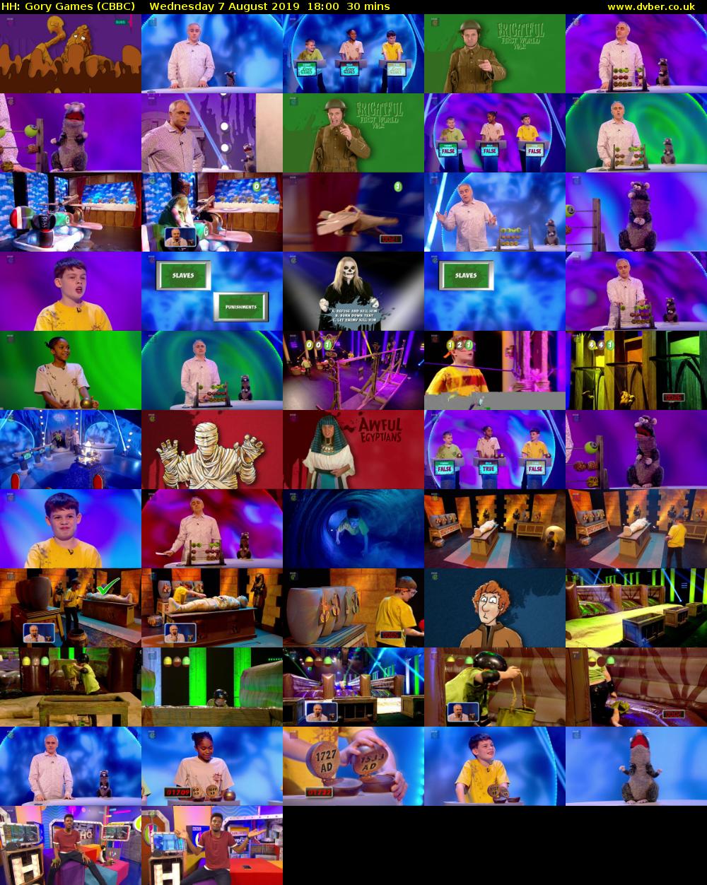 HH: Gory Games (CBBC) Wednesday 7 August 2019 18:00 - 18:30