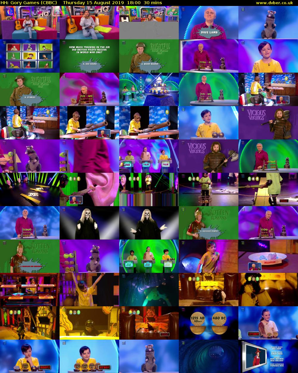HH: Gory Games (CBBC) Thursday 15 August 2019 18:00 - 18:30