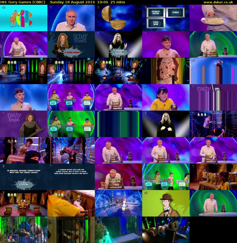 HH: Gory Games (CBBC) Sunday 18 August 2019 19:00 - 19:25