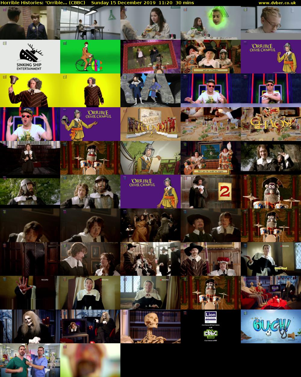 Horrible Histories: 'Orrible... (CBBC) Sunday 15 December 2019 11:20 - 11:50