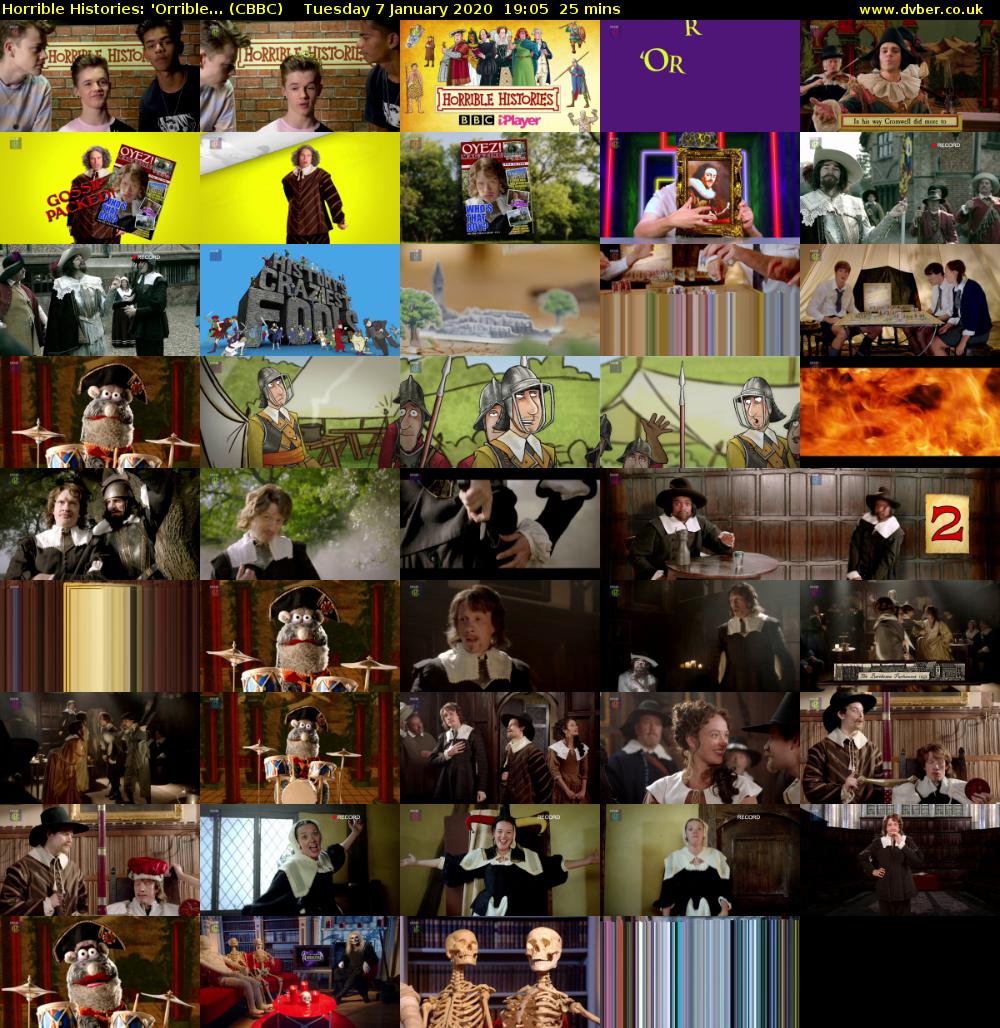 Horrible Histories: 'Orrible... (CBBC) Tuesday 7 January 2020 19:05 - 19:30