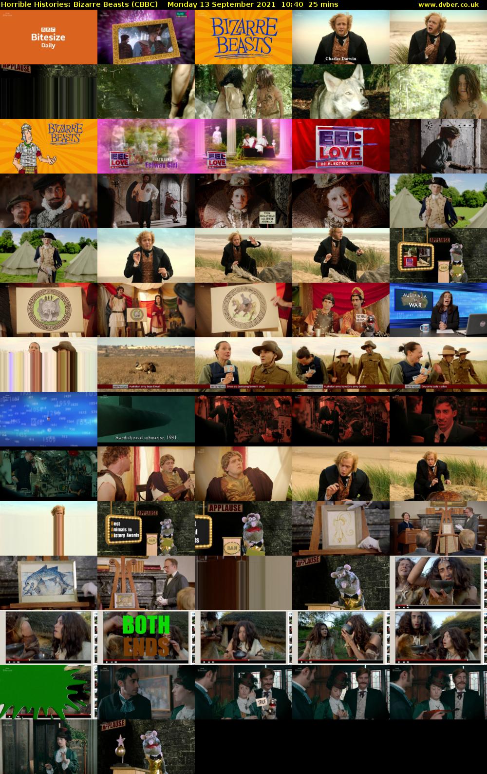 Horrible Histories: Bizarre Beasts (CBBC) Monday 13 September 2021 10:40 - 11:05