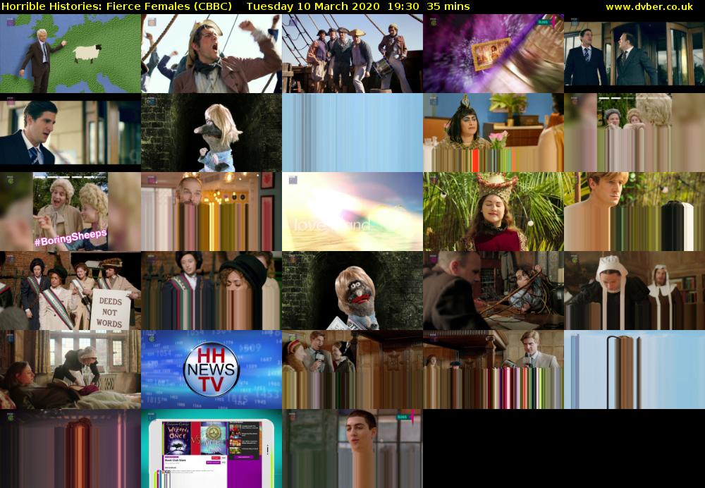 Horrible Histories: Fierce Females (CBBC) Tuesday 10 March 2020 19:30 - 20:05