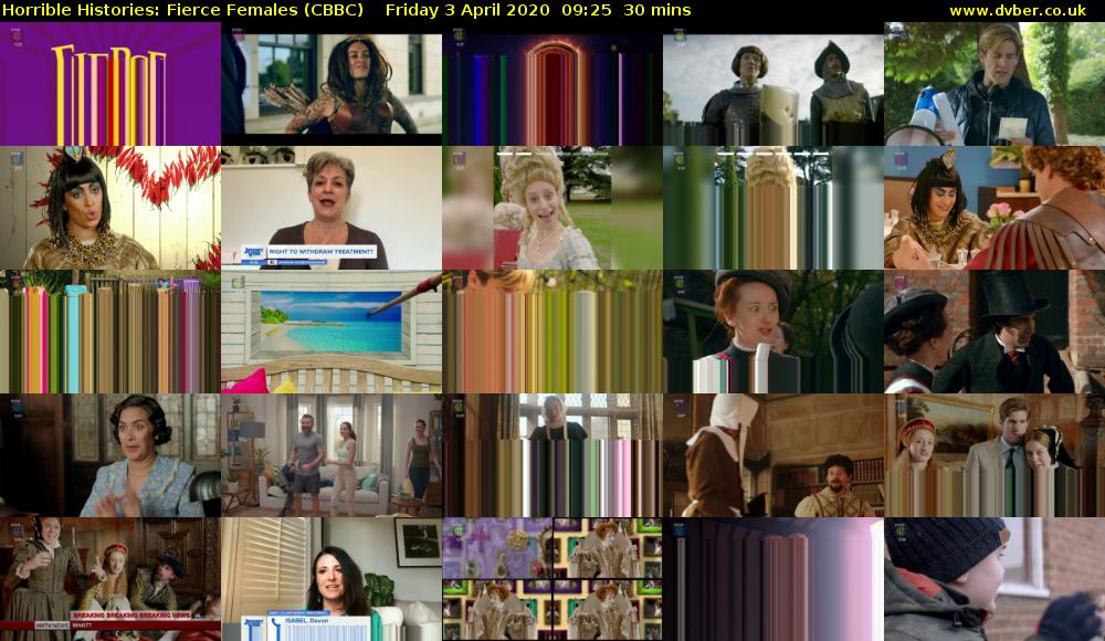 Horrible Histories: Fierce Females (CBBC) Friday 3 April 2020 09:25 - 09:55