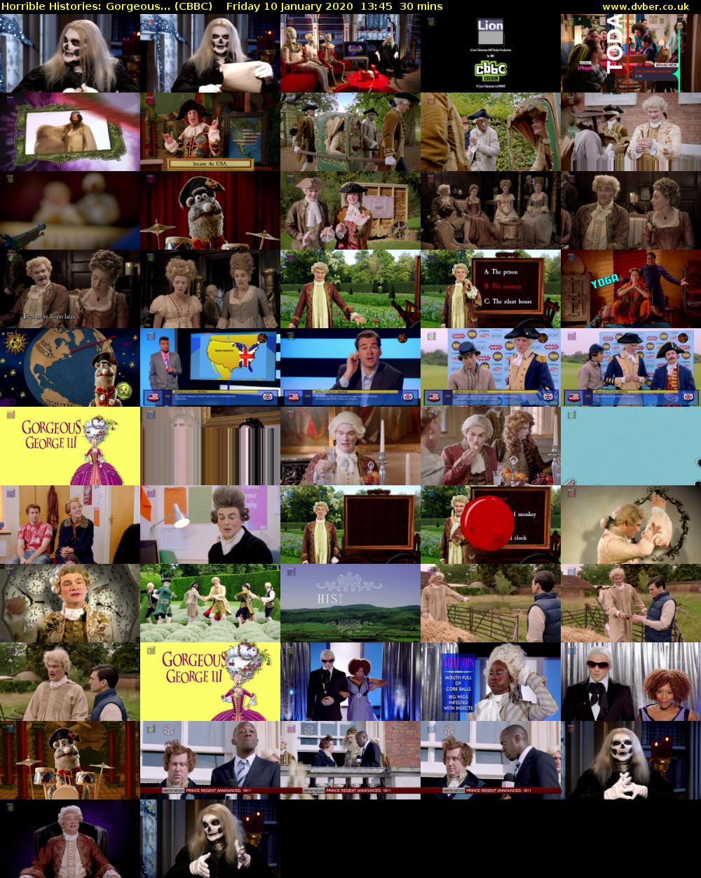 Horrible Histories: Gorgeous... (CBBC) Friday 10 January 2020 13:45 - 14:15