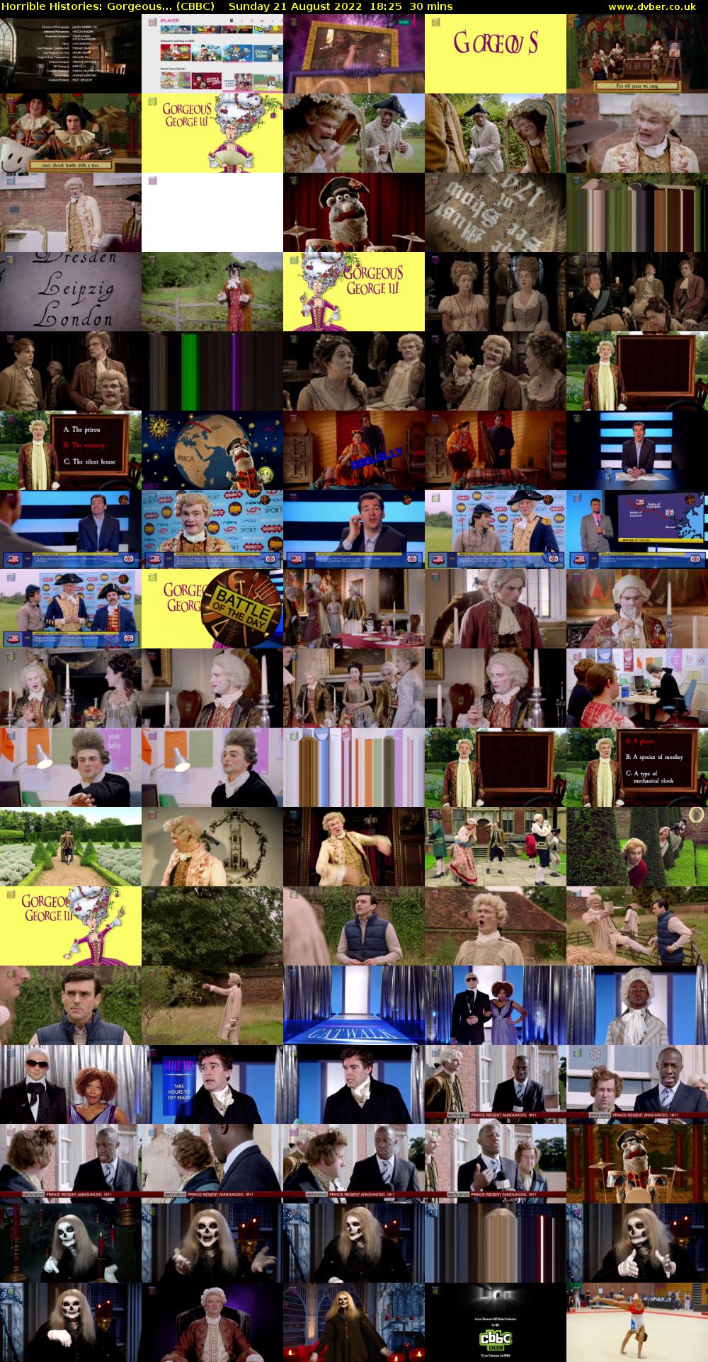 Horrible Histories: Gorgeous... (CBBC) Sunday 21 August 2022 18:25 - 18:55