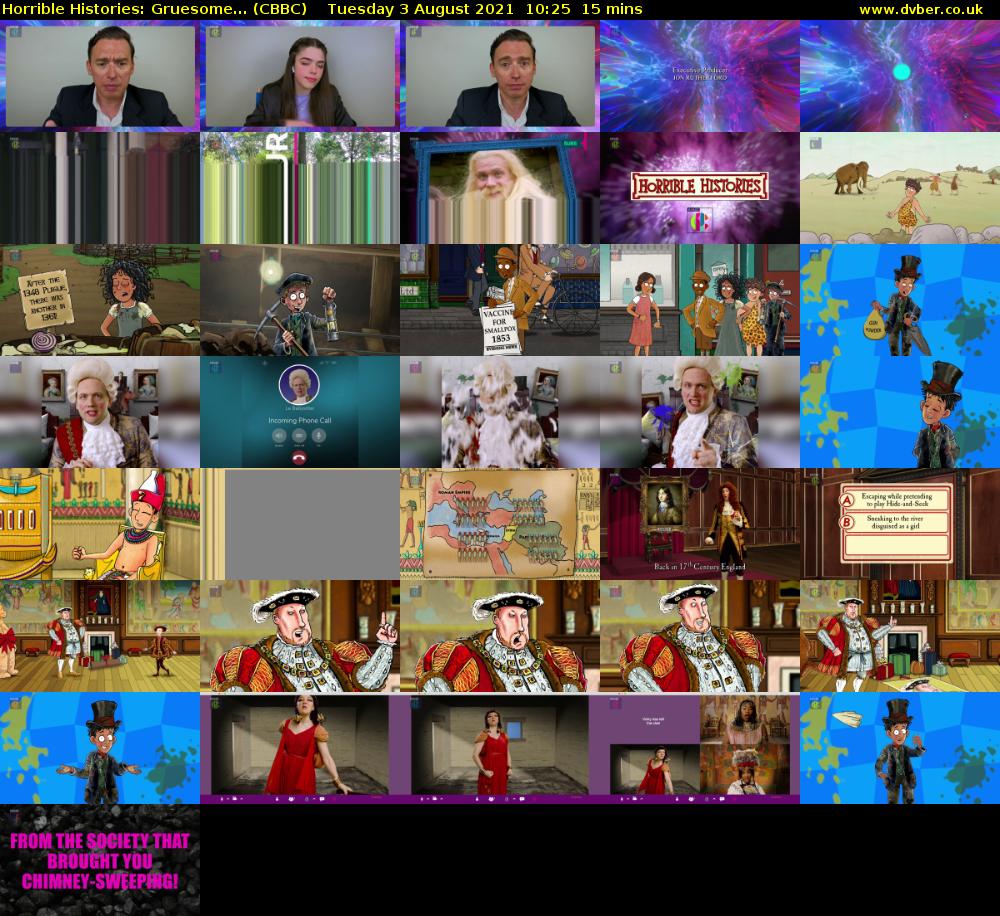 Horrible Histories: Gruesome... (CBBC) Tuesday 3 August 2021 10:25 - 10:40