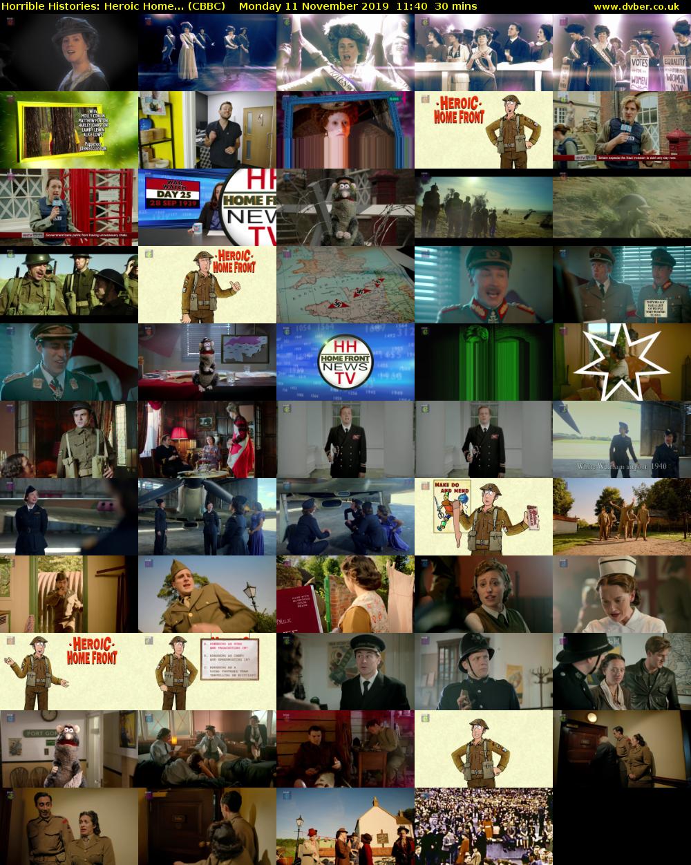 Horrible Histories: Heroic Home... (CBBC) Monday 11 November 2019 11:40 - 12:10