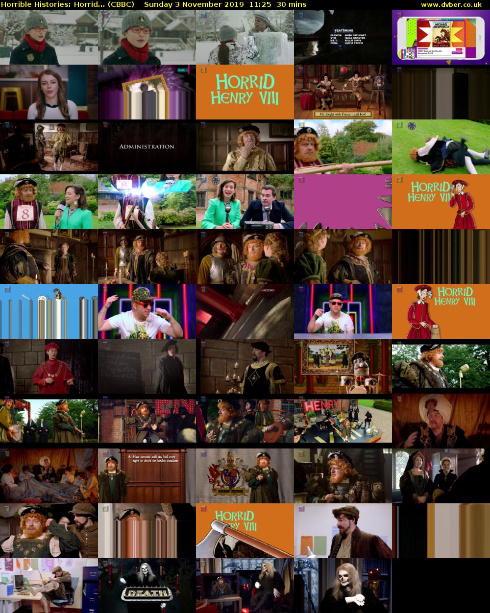 Horrible Histories: Horrid... (CBBC) Sunday 3 November 2019 11:25 - 11:55