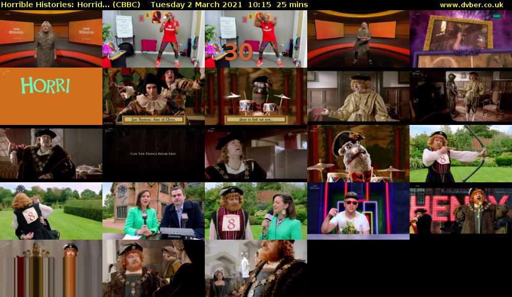 Horrible Histories: Horrid... (CBBC) Tuesday 2 March 2021 10:15 - 10:40