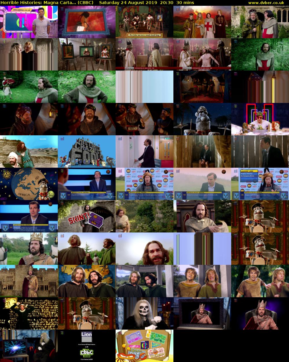 Horrible Histories: Magna Carta... (CBBC) Saturday 24 August 2019 20:30 - 21:00