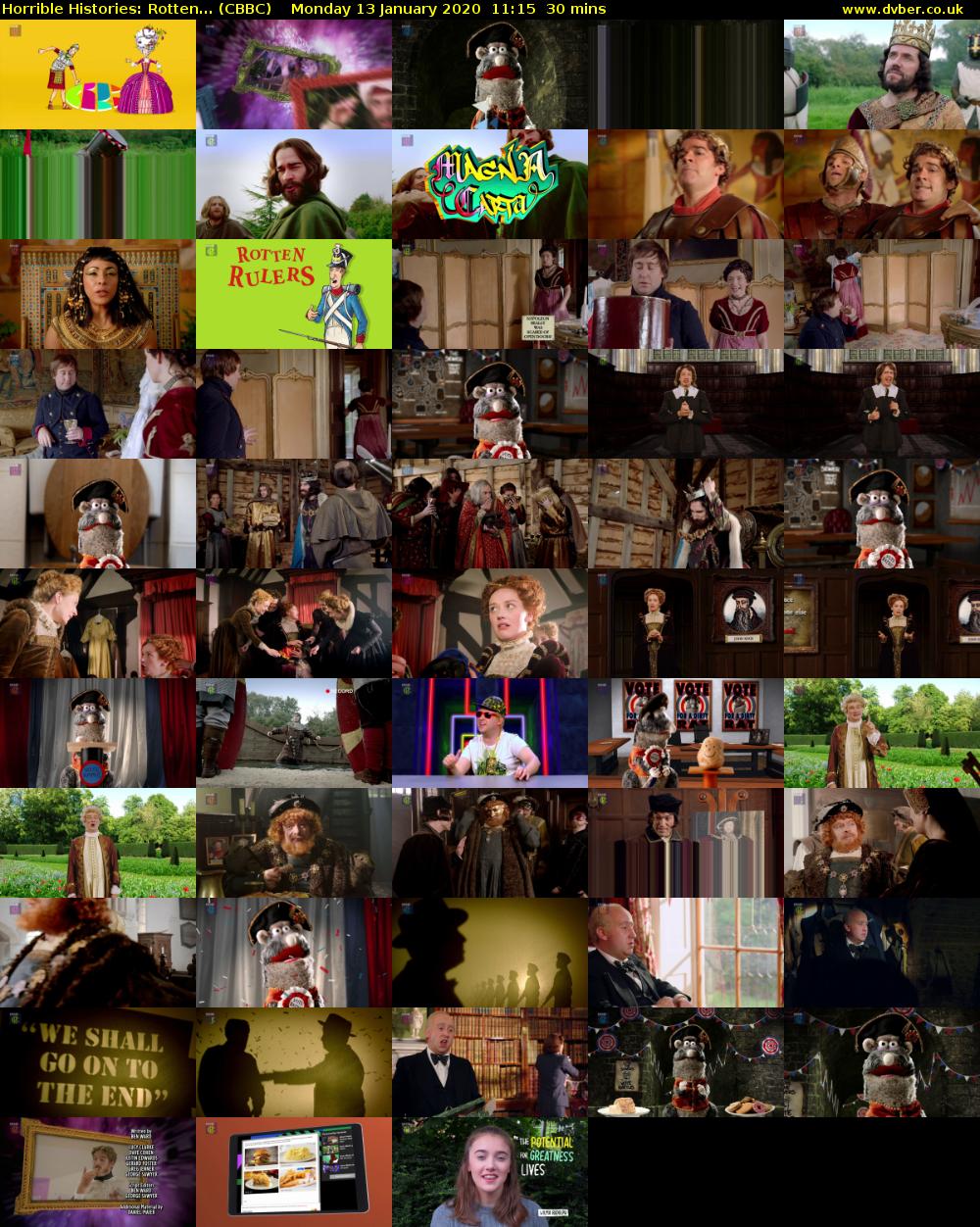 Horrible Histories: Rotten... (CBBC) Monday 13 January 2020 11:15 - 11:45