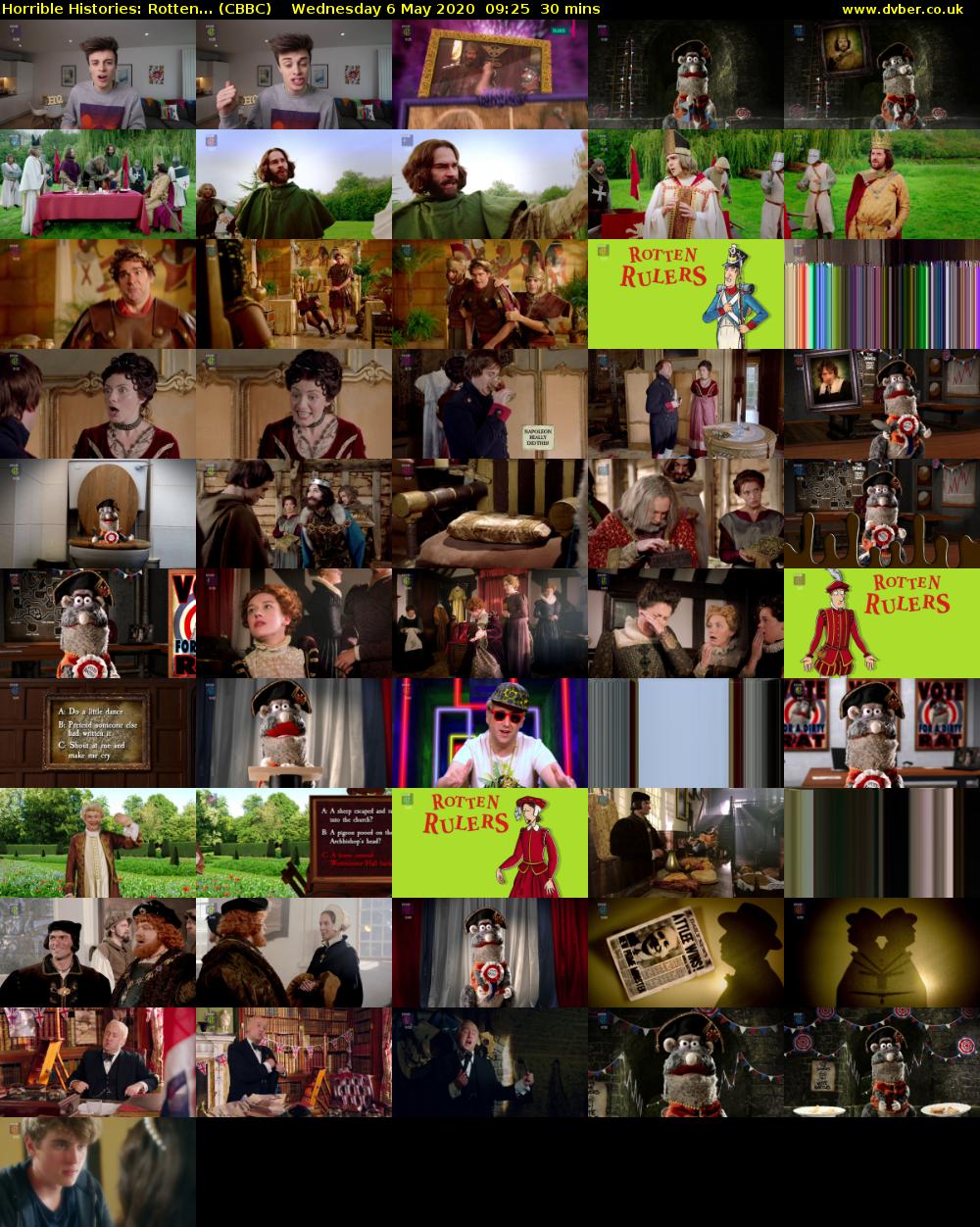 Horrible Histories: Rotten... (CBBC) Wednesday 6 May 2020 09:25 - 09:55
