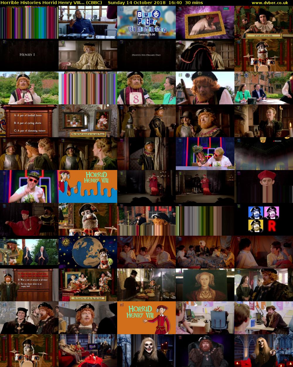 Horrible Histories Horrid Henry VIII... (CBBC) Sunday 14 October 2018 16:40 - 17:10