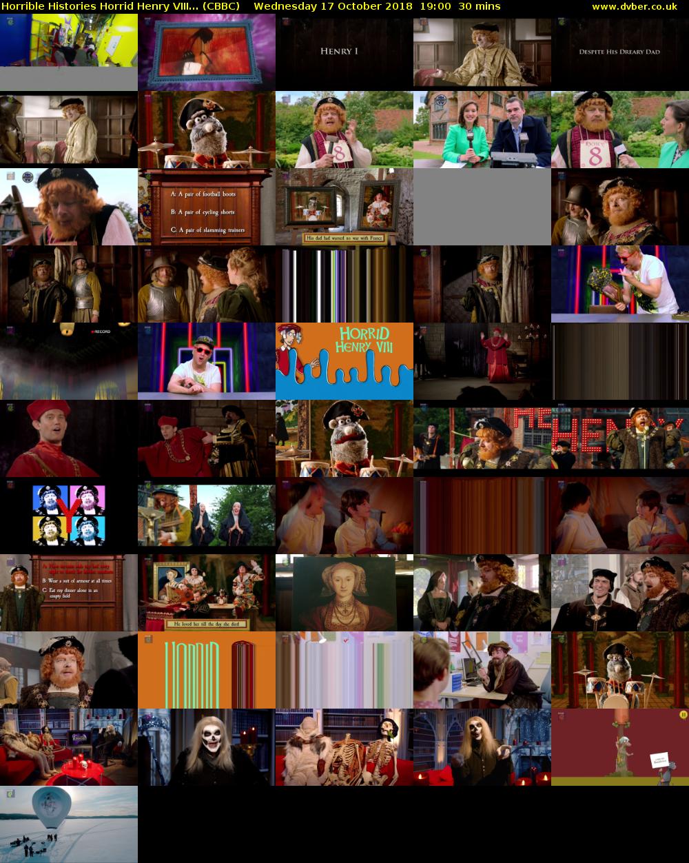 Horrible Histories Horrid Henry VIII... (CBBC) Wednesday 17 October 2018 19:00 - 19:30