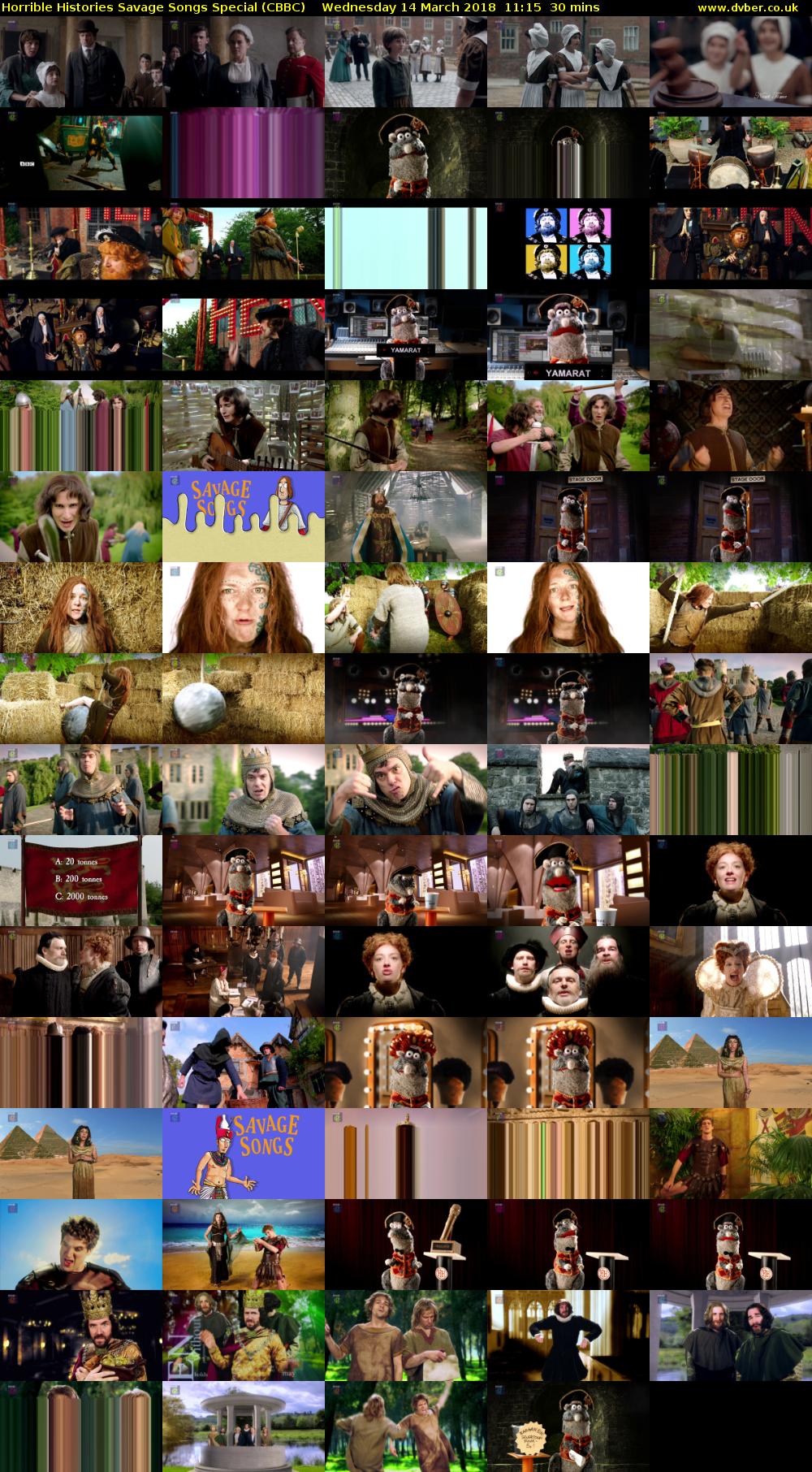 Horrible Histories Savage Songs Special (CBBC) Wednesday 14 March 2018 11:15 - 11:45