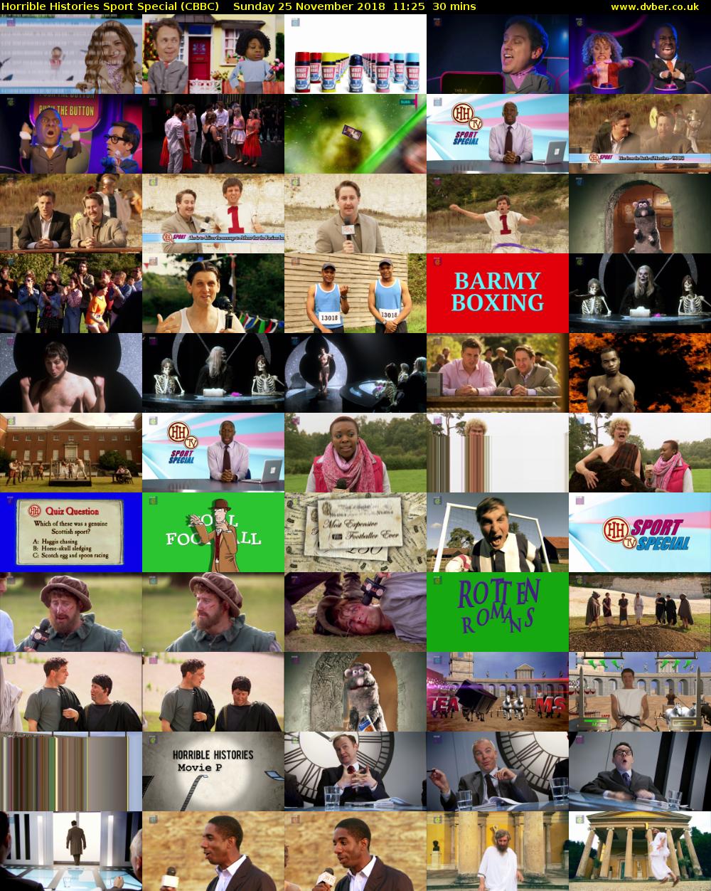Horrible Histories Sport Special (CBBC) Sunday 25 November 2018 11:25 - 11:55