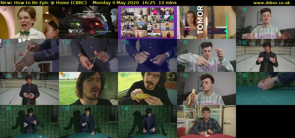 How to Be Epic @ Home (CBBC) Monday 4 May 2020 16:25 - 16:35