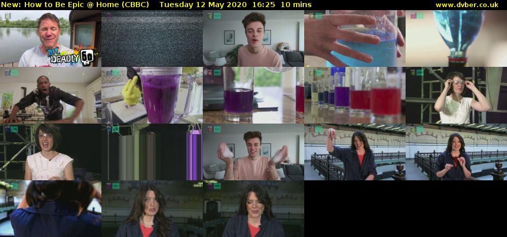 How to Be Epic @ Home (CBBC) Tuesday 12 May 2020 16:25 - 16:35