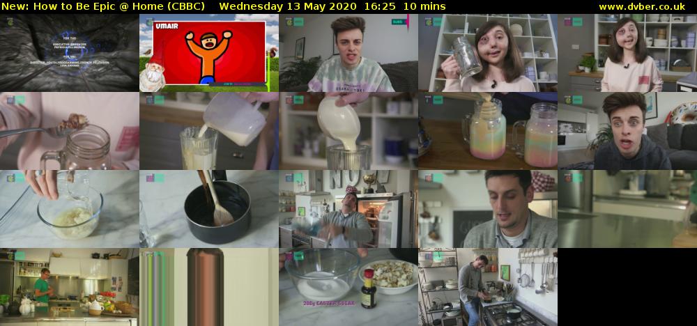 How to Be Epic @ Home (CBBC) Wednesday 13 May 2020 16:25 - 16:35