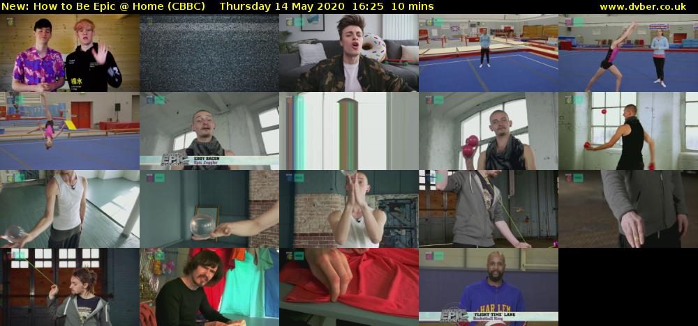How to Be Epic @ Home (CBBC) Thursday 14 May 2020 16:25 - 16:35