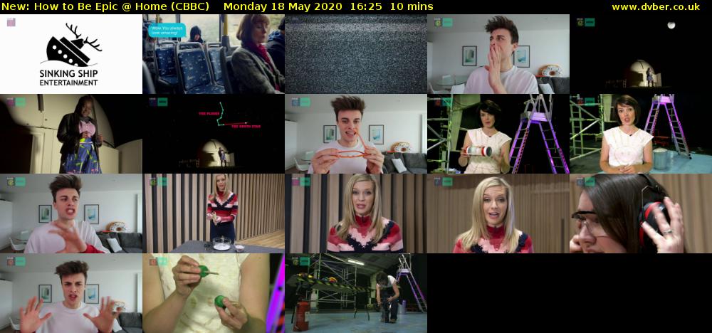 How to Be Epic @ Home (CBBC) Monday 18 May 2020 16:25 - 16:35