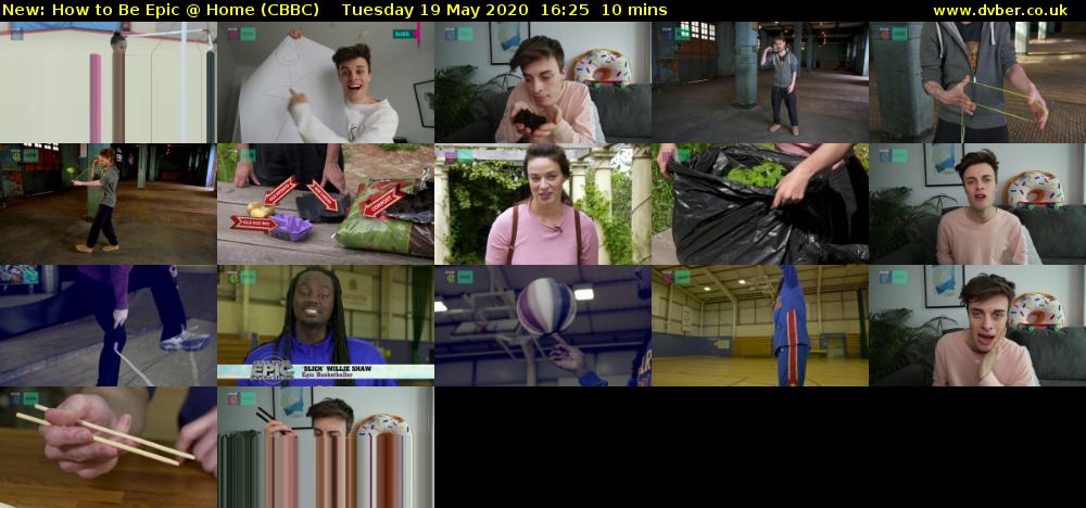 How to Be Epic @ Home (CBBC) Tuesday 19 May 2020 16:25 - 16:35