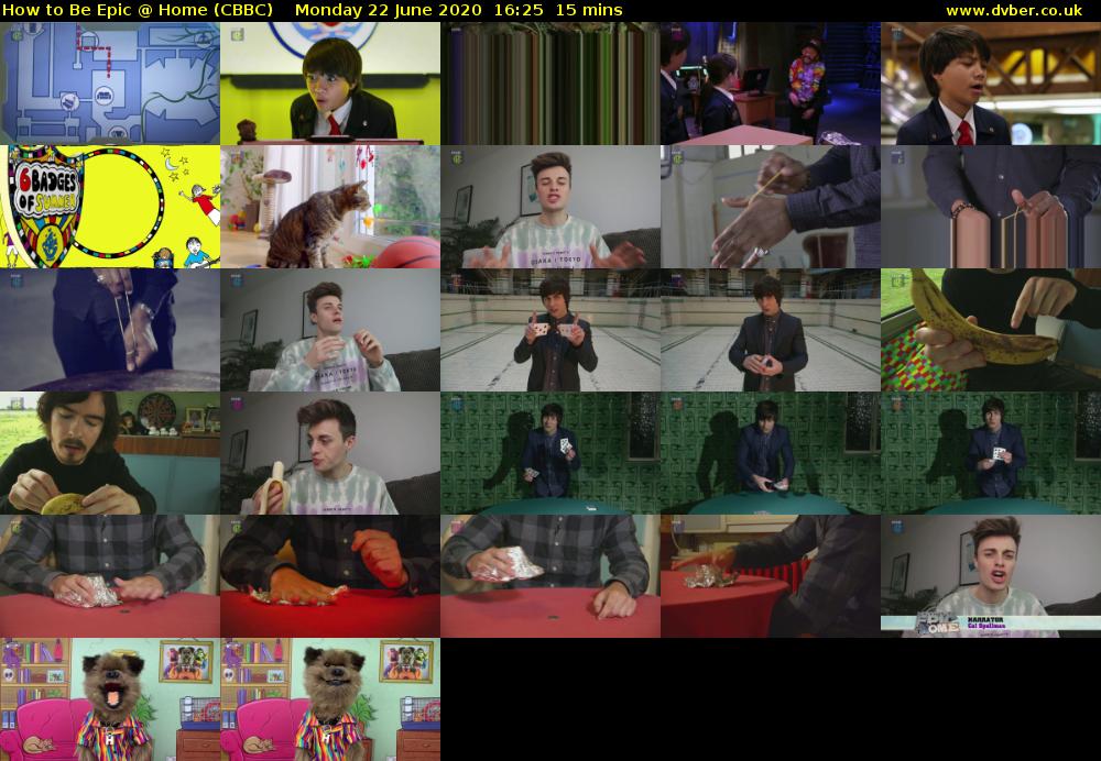How to Be Epic @ Home (CBBC) Monday 22 June 2020 16:25 - 16:40
