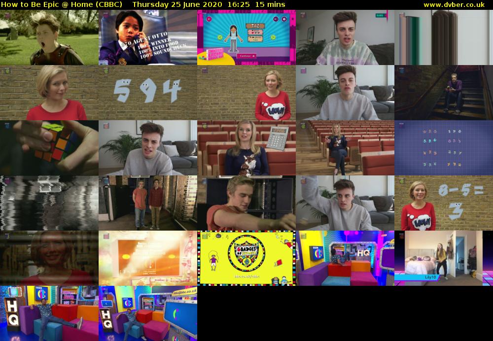 How to Be Epic @ Home (CBBC) Thursday 25 June 2020 16:25 - 16:40