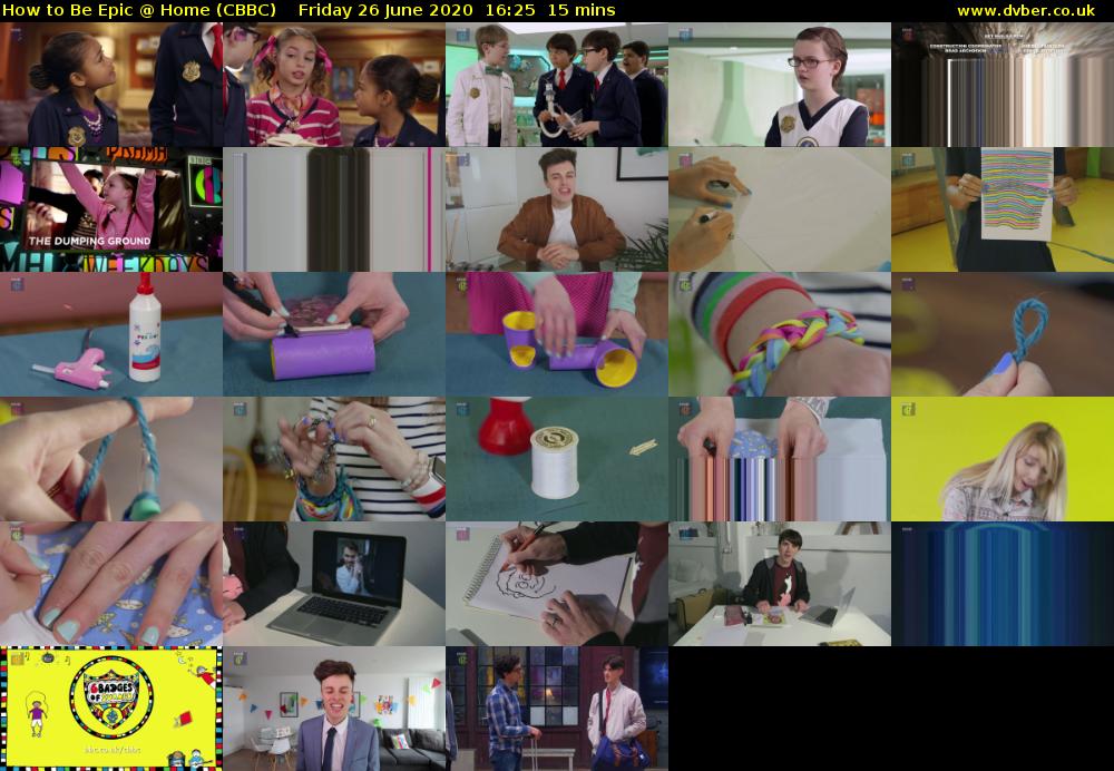 How to Be Epic @ Home (CBBC) Friday 26 June 2020 16:25 - 16:40