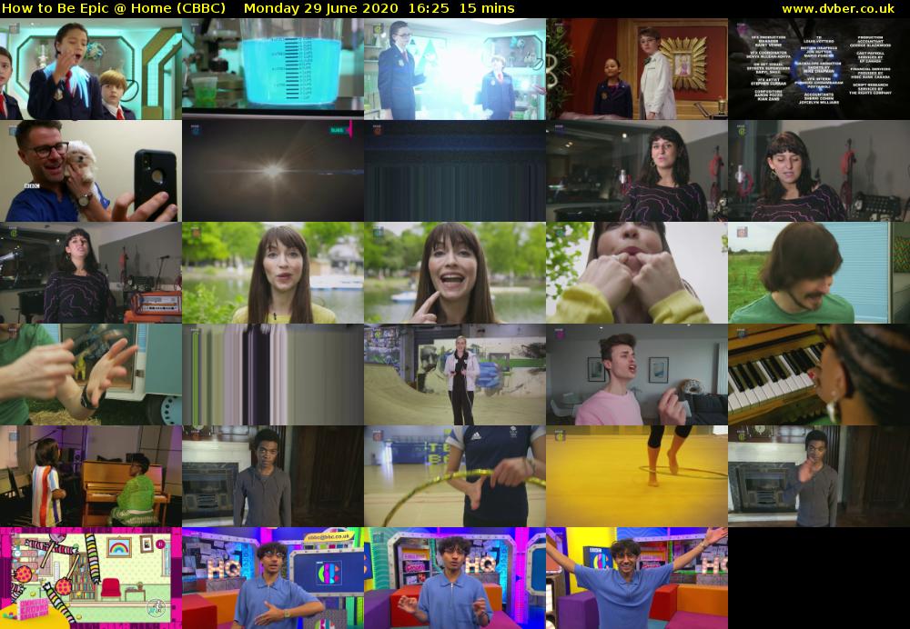 How to Be Epic @ Home (CBBC) Monday 29 June 2020 16:25 - 16:40