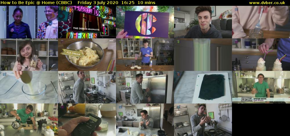 How to Be Epic @ Home (CBBC) Friday 3 July 2020 16:25 - 16:35