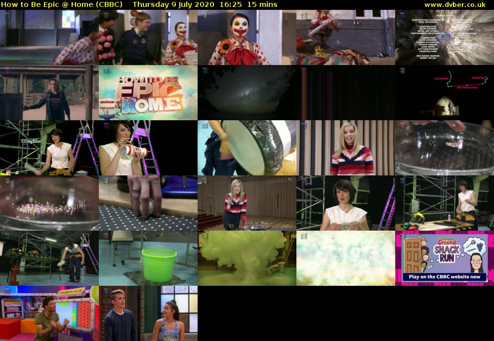 How to Be Epic @ Home (CBBC) Thursday 9 July 2020 16:25 - 16:40