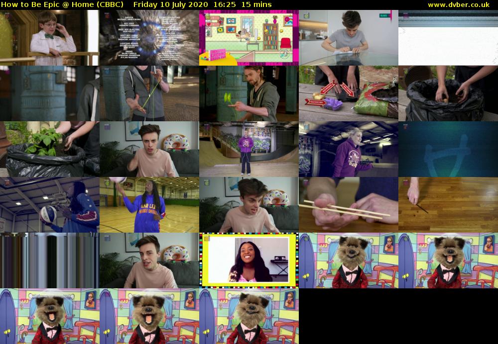 How to Be Epic @ Home (CBBC) Friday 10 July 2020 16:25 - 16:40