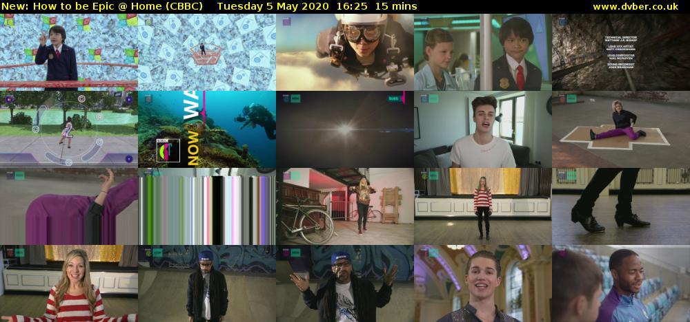 How to be Epic @ Home (CBBC) Tuesday 5 May 2020 16:25 - 16:40