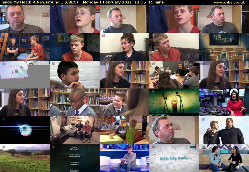 Inside My Head: A Newsround... (CBBC) Monday 1 February 2021 12:35 - 12:50