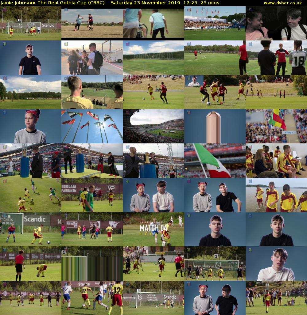 Jamie Johnson: The Real Gothia Cup (CBBC) Saturday 23 November 2019 17:25 - 17:50