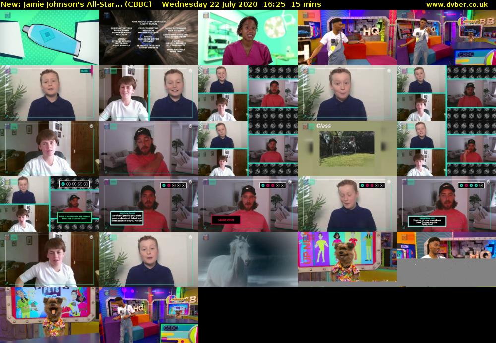 Jamie Johnson's All-Star... (CBBC) Wednesday 22 July 2020 16:25 - 16:40