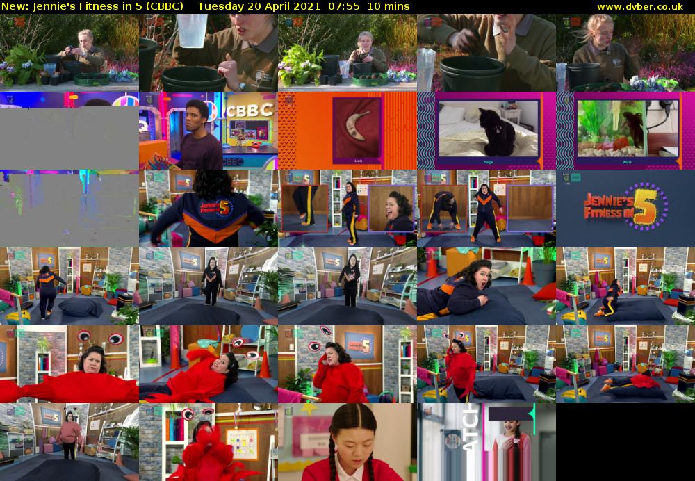 Jennie's Fitness in 5 (CBBC) Tuesday 20 April 2021 07:55 - 08:05