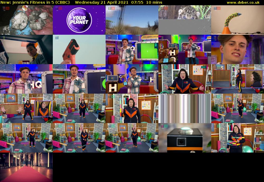 Jennie's Fitness in 5 (CBBC) Wednesday 21 April 2021 07:55 - 08:05