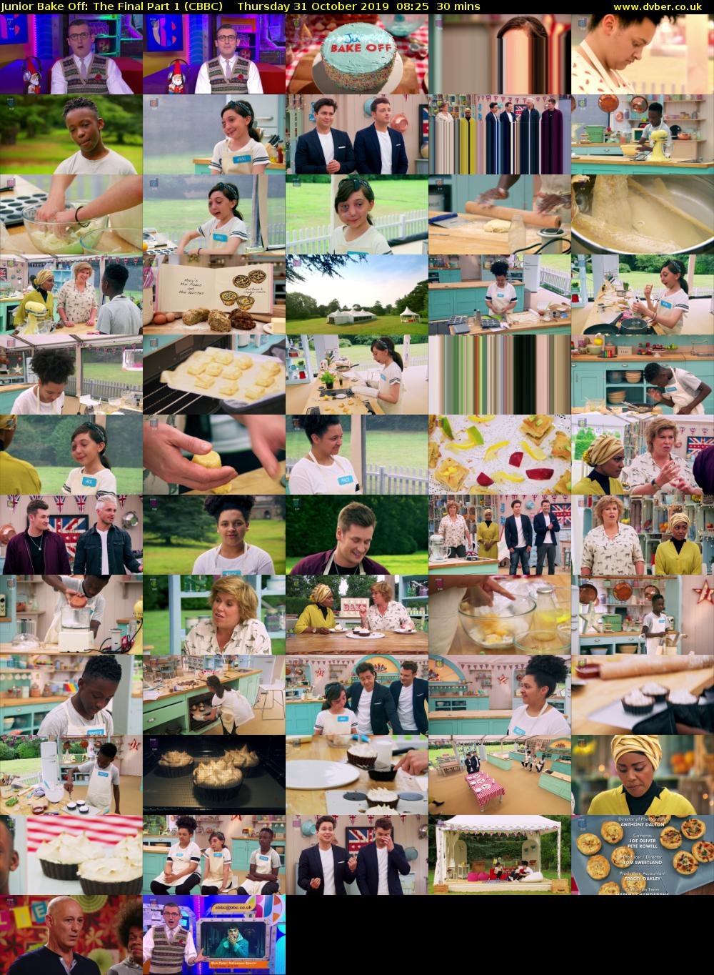 Junior Bake Off: The Final Part 1 (CBBC) Thursday 31 October 2019 08:25 - 08:55