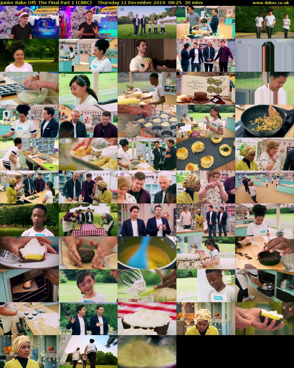 Junior Bake Off: The Final Part 1 (CBBC) Thursday 12 December 2019 08:25 - 08:55